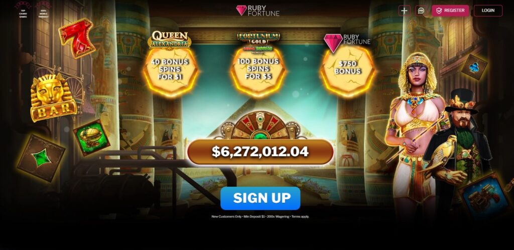 Ruby Fortune casino 1$ deposit NZ